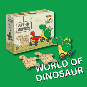 Zephyr Creative Factory - Art-O-Wheels - Roll into The World of Dinosaurs, Art and Craft Kit, Mess Free, Coloring & Painting Kit, Acrylic Painting for Girls and Boys Age 5+ Years