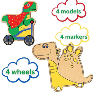 Zephyr Creative Factory - Art-O-Wheels - Roll into The World of Dinosaurs, Art and Craft Kit, Mess Free, Coloring & Painting Kit, Acrylic Painting for Girls and Boys Age 5+ Years