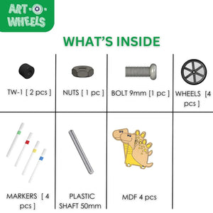Zephyr Creative Factory - Art-O-Wheels - Roll into The World of Dinosaurs, Art and Craft Kit, Mess Free, Coloring & Painting Kit, Acrylic Painting for Girls and Boys Age 5+ Years