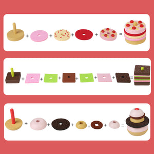 Kids Role Play Toy Wooden Playhouse Deluxe Chocolate Combo Toy Birthday Party Cake Set for Girls