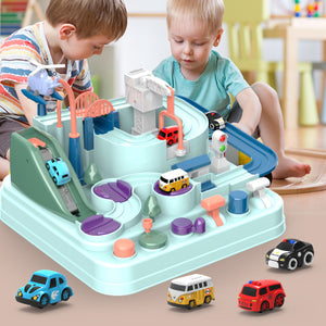 Samtoy 26CM 6 Button Educational Adventure Tracks Brain Game Kids Race Track Toys Car Adventure Toy With 4 Mini Cars