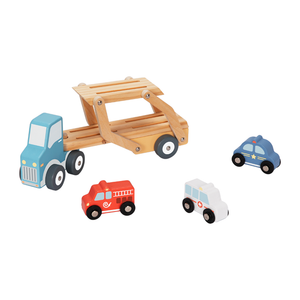 Montessori Wooden Car Carrier Truck Double Decker Trailer Children's Play Vehicle Model Toy for Kids