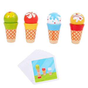 2025 Wholesale High Quality Children Pretend Play Kitchen Toy Wooden Cartoon Ice Cream Toy