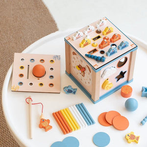 2024 New Products Wooden Multi-Functional Intelligence Busy Board Box Toys Montessori Early Educational Toys for Kids Boys Girls