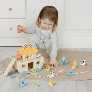 Hot Sales Toy Noah's Ark Game Animal Wooden Shape Sorter Educational Toy for Kids Learning