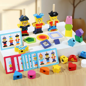 Ce Cpc Wooden Little Bear Shape Wrapped Montessori Early Education Shape Color Cognition Matching Enlightenment Toy For Children