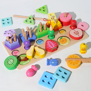 CE CPC Wholesale Montessori Educational Toys Wooden Fishing Geometry Intelligence Shapes Matching Blocks Fun Play