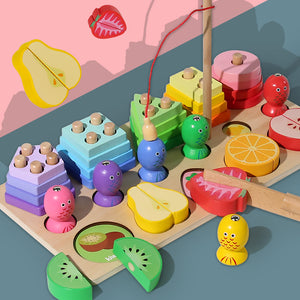 CE CPC Wholesale Montessori Educational Toys Wooden Fishing Geometry Intelligence Shapes Matching Blocks Fun Play