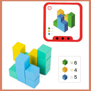 Stock Wooden Colored Early Education Montessori Kids Creative Puzzle Toy Building Blocks