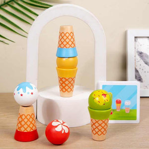 2025 Wholesale High Quality Children Pretend Play Kitchen Toy Wooden Cartoon Ice Cream Toy
