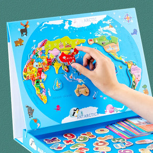 2024 New Arrival Custom Children Wooden World Map Jigsaw Puzzle Game Educational Geographic Cognition Toys for Kids