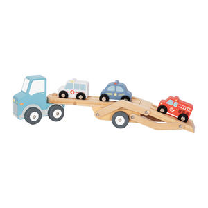 Montessori Wooden Car Carrier Truck Double Decker Trailer Children's Play Vehicle Model Toy for Kids