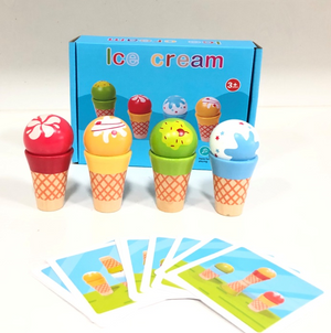 2025 Wholesale High Quality Children Pretend Play Kitchen Toy Wooden Cartoon Ice Cream Toy
