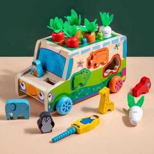 2025 Wholesale Multifunctional Radish Cart Activity Cube Shape Sorter Toys for Kids Montessori Early Education Toys