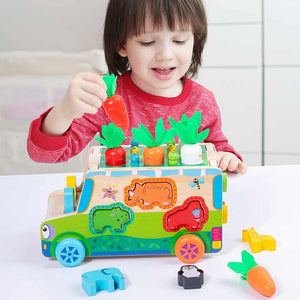 2025 Wholesale Multifunctional Radish Cart Activity Cube Shape Sorter Toys for Kids Montessori Early Education Toys