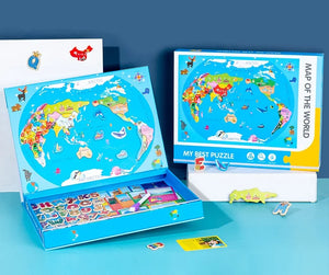 2024 New Arrival Custom Children Wooden World Map Jigsaw Puzzle Game Educational Geographic Cognition Toys for Kids