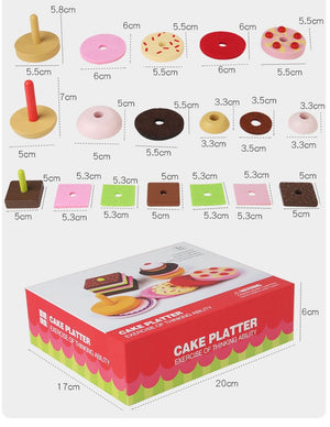 Kids Role Play Toy Wooden Playhouse Deluxe Chocolate Combo Toy Birthday Party Cake Set for Girls