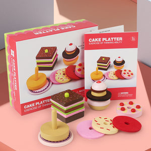Kids Role Play Toy Wooden Playhouse Deluxe Chocolate Combo Toy Birthday Party Cake Set for Girls