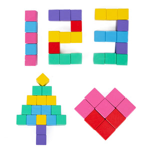 Stock Wooden Colored Early Education Montessori Kids Creative Puzzle Toy Building Blocks