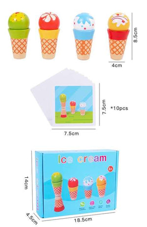 2025 Wholesale High Quality Children Pretend Play Kitchen Toy Wooden Cartoon Ice Cream Toy