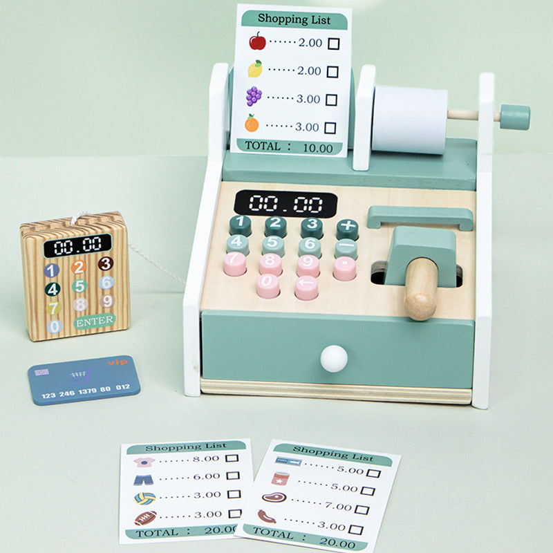 CE Certified Wooden Cash Register Set CPC Preschool Pretend Play Toys for Kids Toddlers Role Play Child Parent Interaction Game