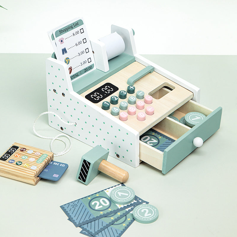 CE Certified Wooden Cash Register Set CPC Preschool Pretend Play Toys for Kids Toddlers Role Play Child Parent Interaction Game