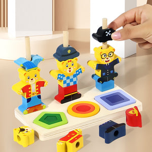 Ce Cpc Wooden Little Bear Shape Wrapped Montessori Early Education Shape Color Cognition Matching Enlightenment Toy For Children