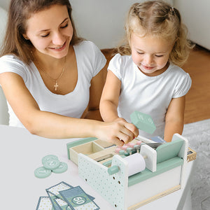 CE Certified Wooden Cash Register Set CPC Preschool Pretend Play Toys for Kids Toddlers Role Play Child Parent Interaction Game