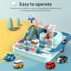 Samtoy 26CM 6 Button Educational Adventure Tracks Brain Game Kids Race Track Toys Car Adventure Toy With 4 Mini Cars