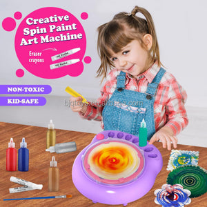 BJQ Unisex Kids Sensory Educational Art Painting Machine Set Colorful Spin Painting Machine & Drawing Toy Kit Made of Plastic