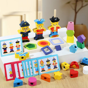 Ce Cpc Wooden Little Bear Shape Wrapped Montessori Early Education Shape Color Cognition Matching Enlightenment Toy For Children