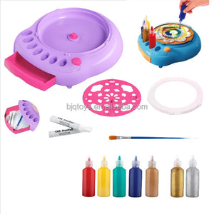 BJQ Unisex Kids Sensory Educational Art Painting Machine Set Colorful Spin Painting Machine & Drawing Toy Kit Made of Plastic