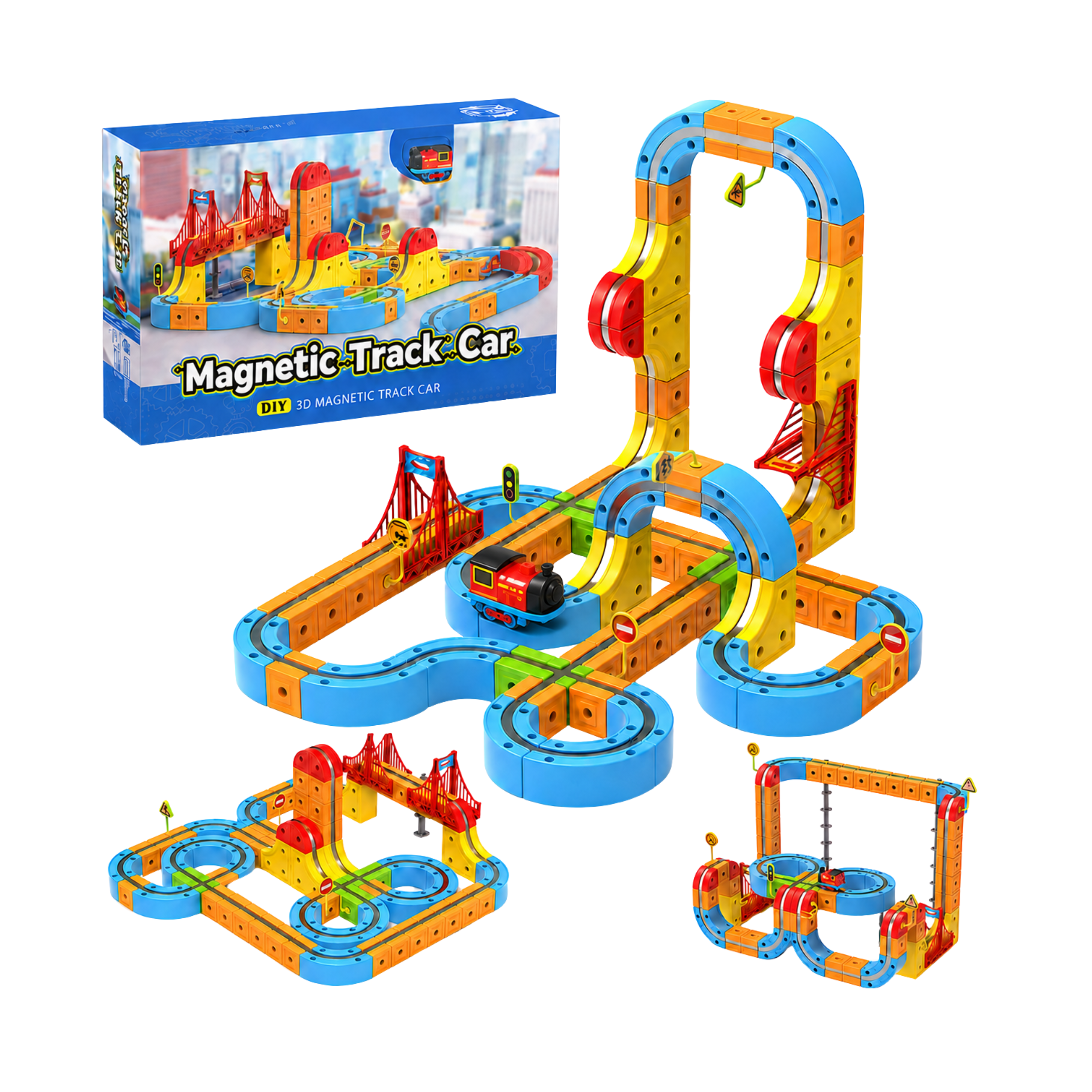 3D Gravity Train Track Cube Set